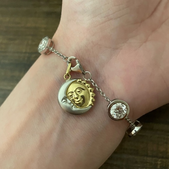 Catbird Jewelry - 14k solid gold two tone puffy reversible sun moon face celestial pendant 3d